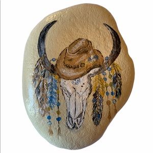 Western Cowboy Hand-Painted Rock/FREE stand